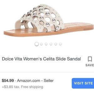 Sandals flats embellished white & sliver